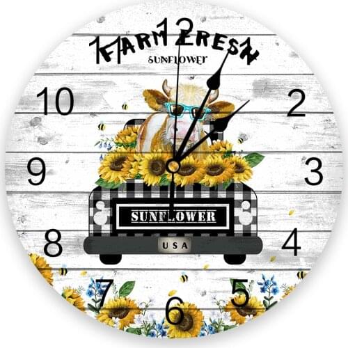 Farm Sunflower Cattle 3D Wall Clock Modern Design Living Room Decoration Kitchen Clock Art Wall Watch Home Decor