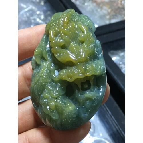 Natural Myanmar jade A HandCarved dragon jadeite jade green jade pendant jade necklace pendants jewelry necklaces