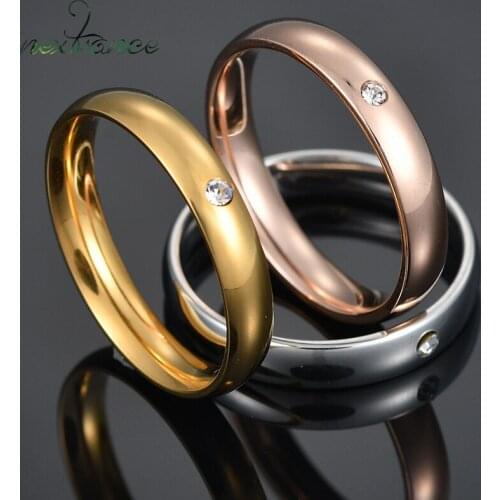 Nextvance Minimalism Tungsten Rhinestone Ring 4mm Width Thin Wedding Band Rings For Anniversary Gift Unisex Jewelry
