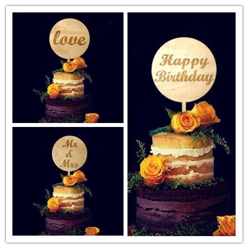 Newest wooden cake topper 'love '/ mr & mrs/ happy birthday Cake Topper for Wedding / Engagement / Birthday Party Decoration