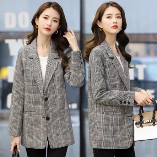 New Fashion Business Plaid Suits Women Work Office Ladies Long Sleeve Spring And Autumn Blazer