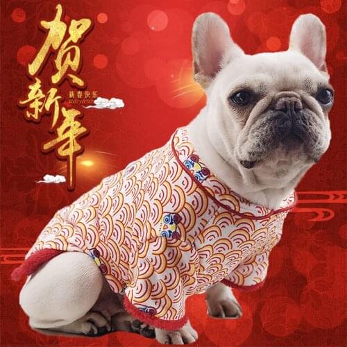 New Year Dog Clothes Winter Pet Coat Jacket Cat Clothing Poodle Bichon Pomeranian Schnauzer Pug French Bulldog Clothes Tang Suit