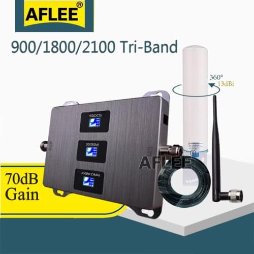 New 4G Repeater!! Cellular Amplifier 900 1800 2100 Tri-Band Cell Phone GSM Repeater 2g 3g 4g Mobile Signal Booster GSM DCS WCDMA