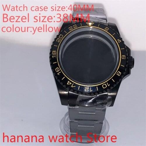 Suitable for NH35 36 Mingzhu2813 Miyata automatic winding 40mm sealed back black box series, with rotating yellow bezel