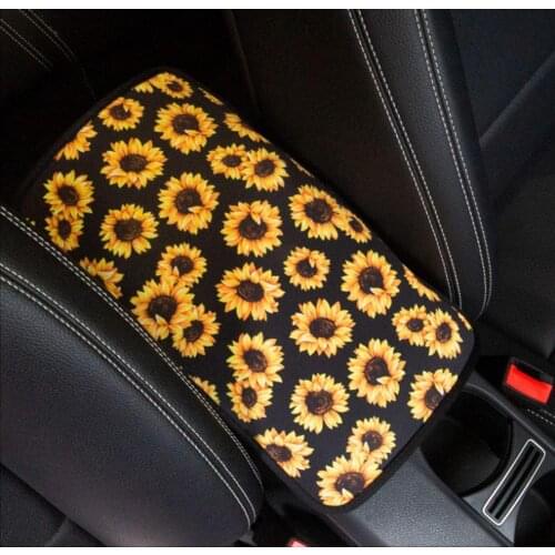 Sunflower Car Central Armrest Pad Auto Center Console Arm Rest Seat Box Mat Cushion Pillow Cover Car Protective Decoration