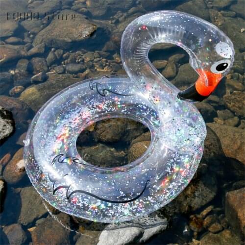 Clear Glitter Swimming Ring for Kids Swim Circle Summer Inflatable Pool Float Water Mattress Pool Party Toys