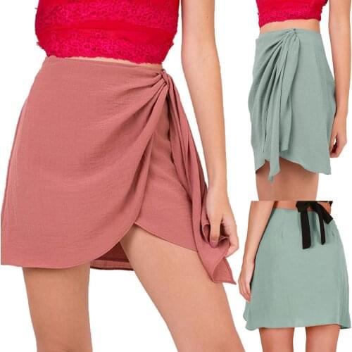 Sexy Mini Skirt Fashion Women Ruffles Bandage Short Skirt Ladies Cotton Boho Beach Skirt Female Summer Sexy Skirt