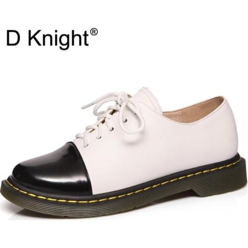 Spring Autumn Women Platform Shoes Fashion New Casual Shoes Woman Flats Lace Up Oxfords Shoes For Women Brogues Shoes Size 33-41