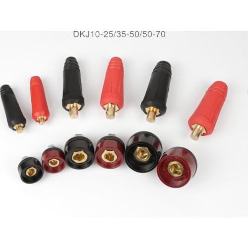 RED BLACK 10-25 35-50 50-70 Euro Style Cable Connector-plug Welder spot brass connector plug socket 2PCS