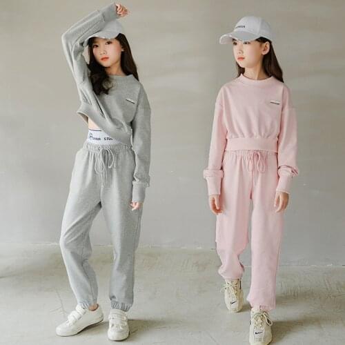 Girls Sport Sets Letter Print Sports Joggers Pants Suits Sweatshirt Tops + pants Sets Kids Tracksuits Casual Sports Set