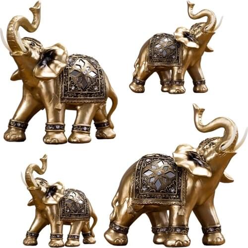 Elephant Statue Decorative Feng Shui Good Fortune Sculpture Decor Car Shelf Shopwindow Wealth Figurine Ornament Craft Collection
