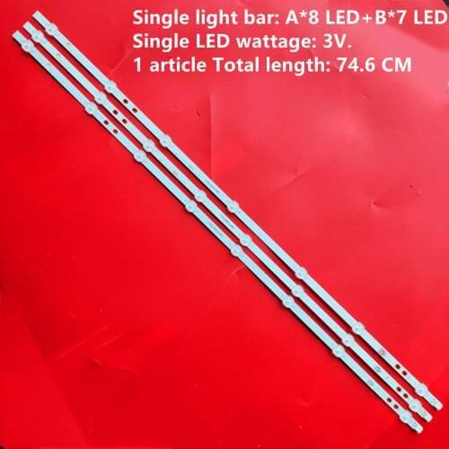 3 PCS 746mm LED backlight strip for LG vestel BUSH DLED40287FHD LB40017 V1_05-38S 17DLB40VXR1 VES400UNDS-2D-N11
