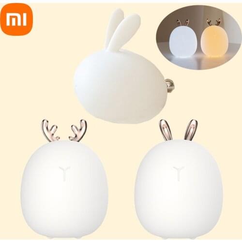 Youpin Ecosystem Silicone Touch Sensor LED Night Light For Children Baby Kids Colors 2 modes Rabbit Deer LED USB LED Night Lamp