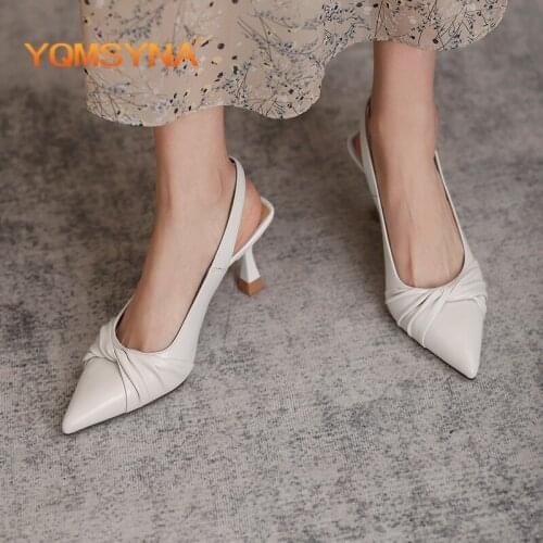 YQMSY Mature High Heels Pumps High Quality Thin Heels Pointed Toe Pleated Buckle Strap Shoes Party Non-slip Womens Shoes AS47