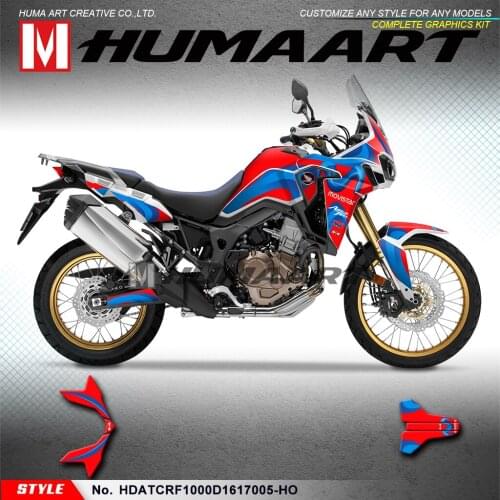 HUMAART Vinyl Wraps Waterproof Stickers Custom Graphics Kit for Africa Twin CRF1000D CRF1000L 2016 2017, Blue Red