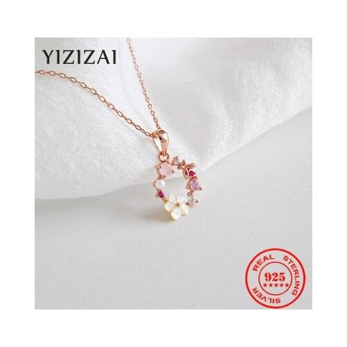 YIZIZAI Genuine 925 Sterling Silver Bohemian Natural Shell French Flower Pendant Necklace The Best Birthday Gift For Women