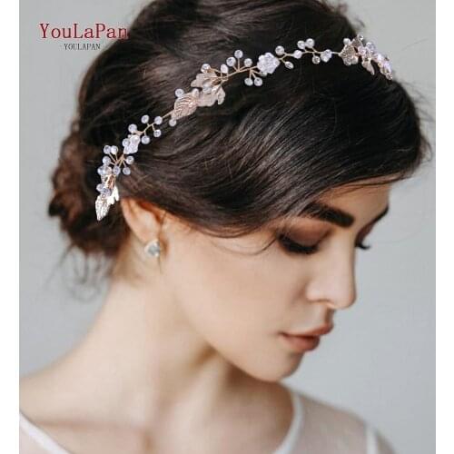 YouLaPan HP122 Flower Crown Headband Wedding Accessories Wedding Headband Bride Crown Gold Wedding Tiara Bridal Headpiece