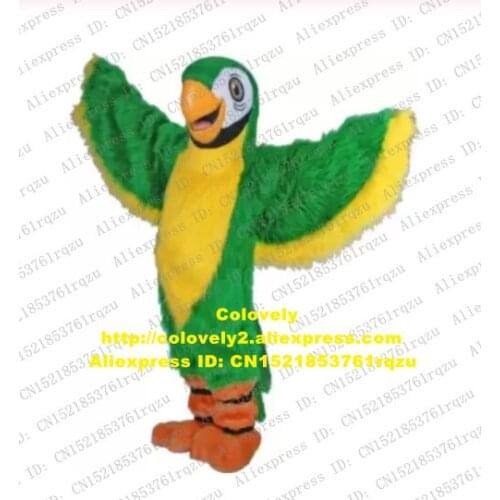 Green Long Fur Parrot Bird Parakeet Macaw Mascot Costume Adult Cartoon Character Closing Ceremony Cultural Festival zz7765