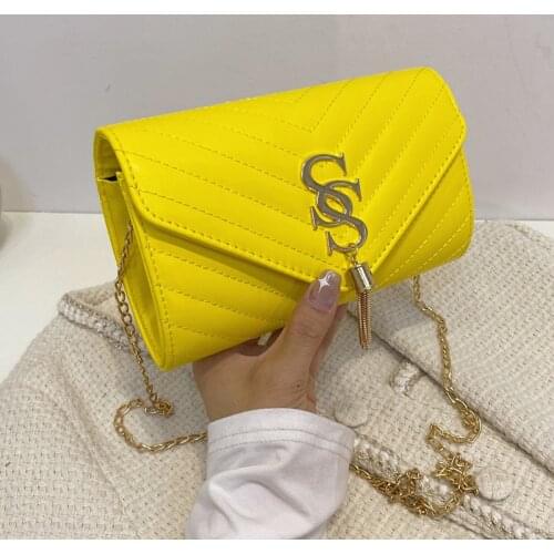 2021 Women Green Yellow White Small Flap Summer Bags Black Soft Leather Chain Shoulder Crossbody Bags Lady High Quality Handbags