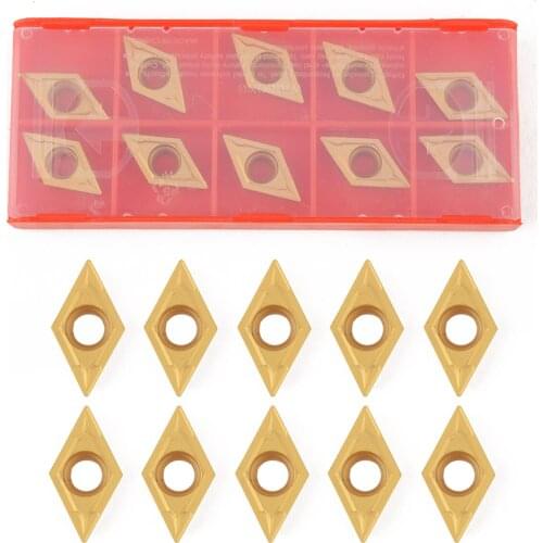 10Pcs/Box DCMT11T304-HM YBC251 Carbide Inserts Gold Blades For Lathe Tool Turning Holder Boring Bar