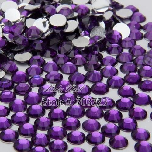 1000PCS ss12 3mm Glitter Nail Art Tips DIY Rhinestones Crystal Non Hotfix Flatback Nail Art Decoration BeadsDark Purple N15