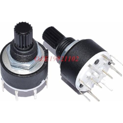 1P5T 1P6T 1P8T 2P3T 2P4T 6mm Diameter Knurled Shaft Rotary Switch DC 60V 0.3A 15MM Shaft Length