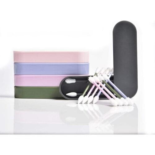 2Pcs Box Reusable Cotton Swab Double-headed Face Ear Cleaning Makeup Cosmetic Removal Portable Silicone Buds Swabs Tool