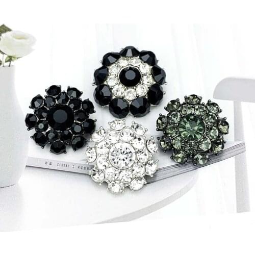 2Pcs/lot High-end metal diamond-studded silver-white black rhinestone buttons Fur trench coat jacket skirt coat buttons C183