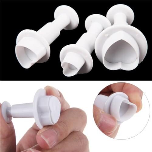 3pcs/lot Love Heart Shape Fondant Gum Paste Cookie Plunger Cutter Biscuit Christmas Cake Decorating Tool Cupcake Toppers Mold