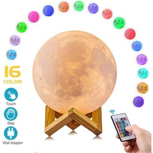 3D Night Light 16 Colors Change with Remote Moon Lamp Rechargeable Touch Control Lights Novelty Night Lamps for Child Home Decor