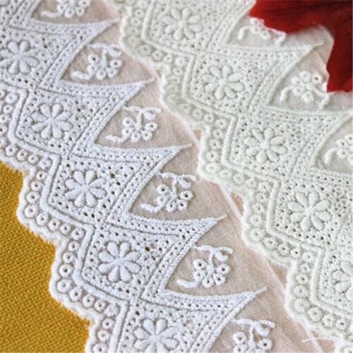 5Yard/lot DIY Handmade Lace Trim 9CM Vintage Cotton Cloth Lace Fabric DIY Curtain Sofa Clothes Accessories White CR0456