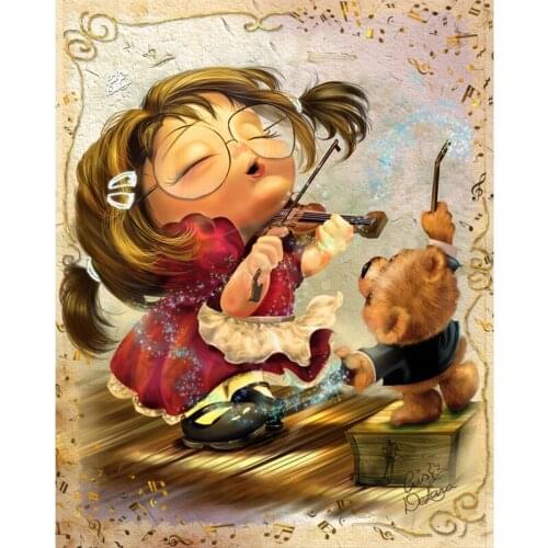 5D DIY Diamond Painting Full Square/Round Drill "Violin Girl" Rhinestone Embroidery Cross Stitch Mosaic Home Decor Gift