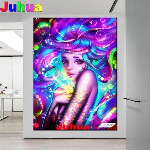 Diamond Painting Colorful Girl Art DIY Crystal Round square Diamond Painting Character Elf Embroidery Home Decor Diamond Mosaic
