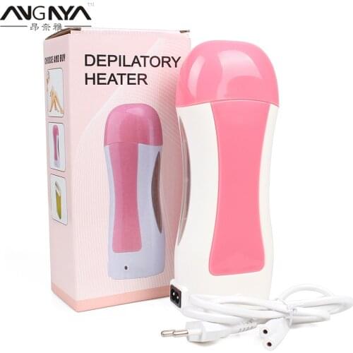 ANGNYA 1Pcs Paraffin Roller Epilator Wax Heater Machine Pink Hair Removal Depilatory Strips Roll-on Waxing Warmer SPA Wax Warmer