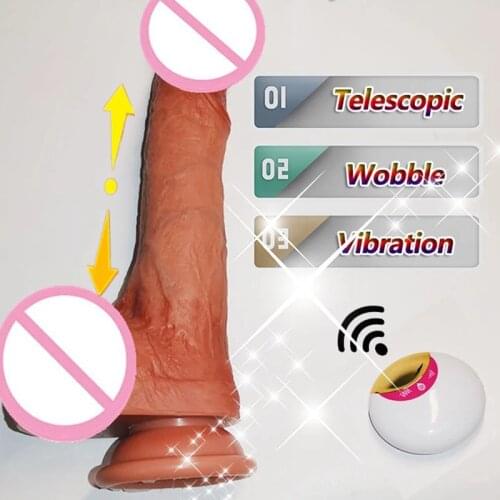 Wireless Remote Telescopic Wobble Realistic Big Dildo Vibrator Silicone Penis G-spot Stimulation Suction Cup Sex Toys For Women