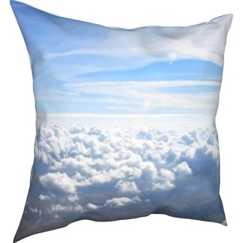 Blue sky white cloud 3D printed pillow case simple style linen pillow case hugging sky home decoration pillow case