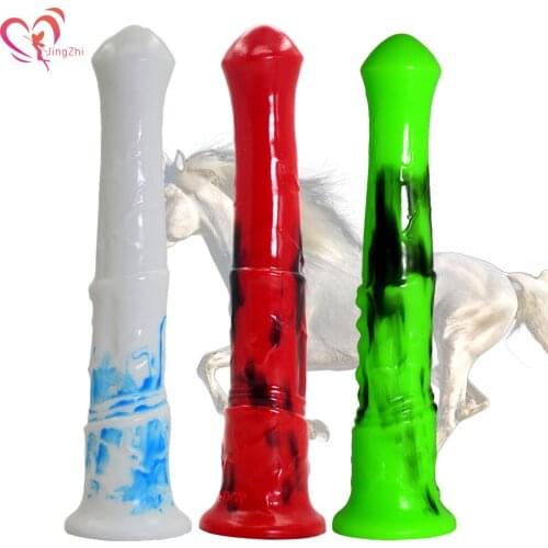 JingZhi Animal Dildo Coloful Dick Silicone Horse Penis Huge Realistic Dildo For Anal Sex Toys Lesbian Couples Adult Sex Products