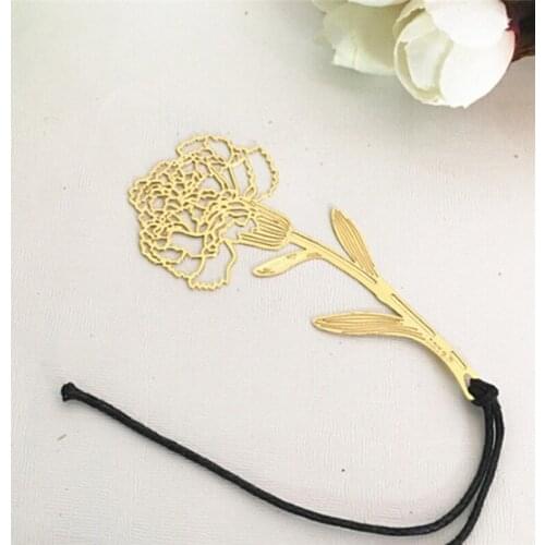 3pcs/set Business Gift Of Gold Color Carnations Aestheticism Creative Hollow Metal Bookmarks