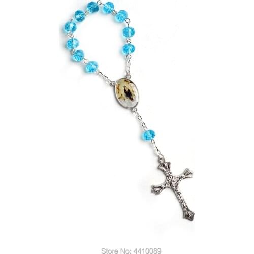 Decade Rosary Blue Crystal Bead Our Lady of Angel Center For Children