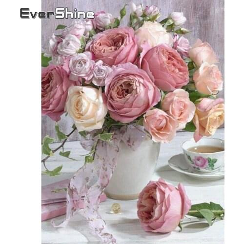 Evershine 5D DIY Diamond Painting Flower Vase Full Square Drill New Arrival Mosaic Embroidery Rose Rhinestone Pictures Decor