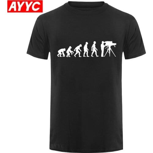 Evolution of Man Cameraman - Mens T-Shirt - TV Movie Camera Man -10 Colours Mans Unique Cotton Short Sleeves O-Neck T Shirt