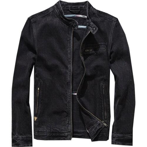 European Street Mens Jeans Jacket and Coats Plus Size 3XL American Fashion Denim Coat for Man Spring Autumn Overcoat Black Color