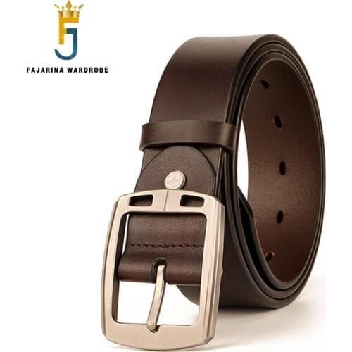 FAJARINA Top Quality New Pin Buckle Belt Solid Layer Casual Jean Cow Skin Leather Belt for Men 38mm Apparel Accessories N17FJ862