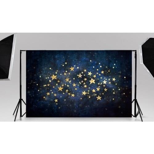 Photo Background Photography Studio Baby Child Birthday Background Night Sky with Golden Stars Cloth Photo Props Home Tapestry