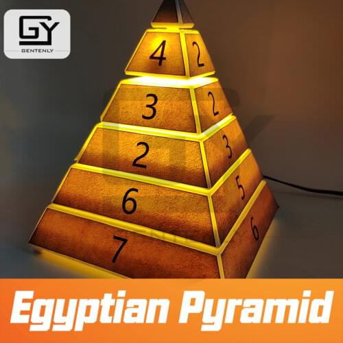 Escape room prop Ancient pyramid real life room escape game rotate the pyramid to right position to unlock secret chamber room