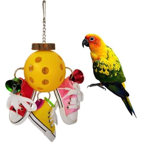 Bite-resistant Bird Cage Accessory Decoration Mini Canvas Shoes Hole Ball Parrot Toy Bird Parakeet Hanging Pet Cage Decoration