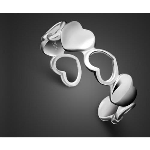 Fashion Adjustable Size 100% 925 Sterling Silver Ring Solid Silver Heart design Ring Wholesale Silver Ring Jewelry gift