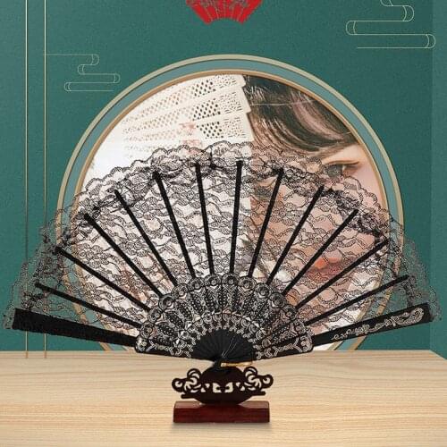Vintage Style Lace Folding Fan Chinese Japanese Pattern Art Craft Gift Decor