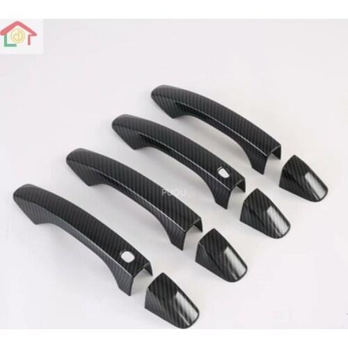 For Kia K7 Premier 2019 2020 ABS Chrome Carbon Fiber Door Handle Cover Door Bowl Trims Car Decoration Exterior Accessories