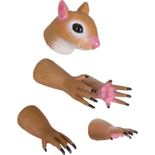 Hand Puppets Novelty Animal Finger Dolls with Realistic 1Head & 4Feet Figurines Interactive Toy for Baby Emotion Smooth 69HE